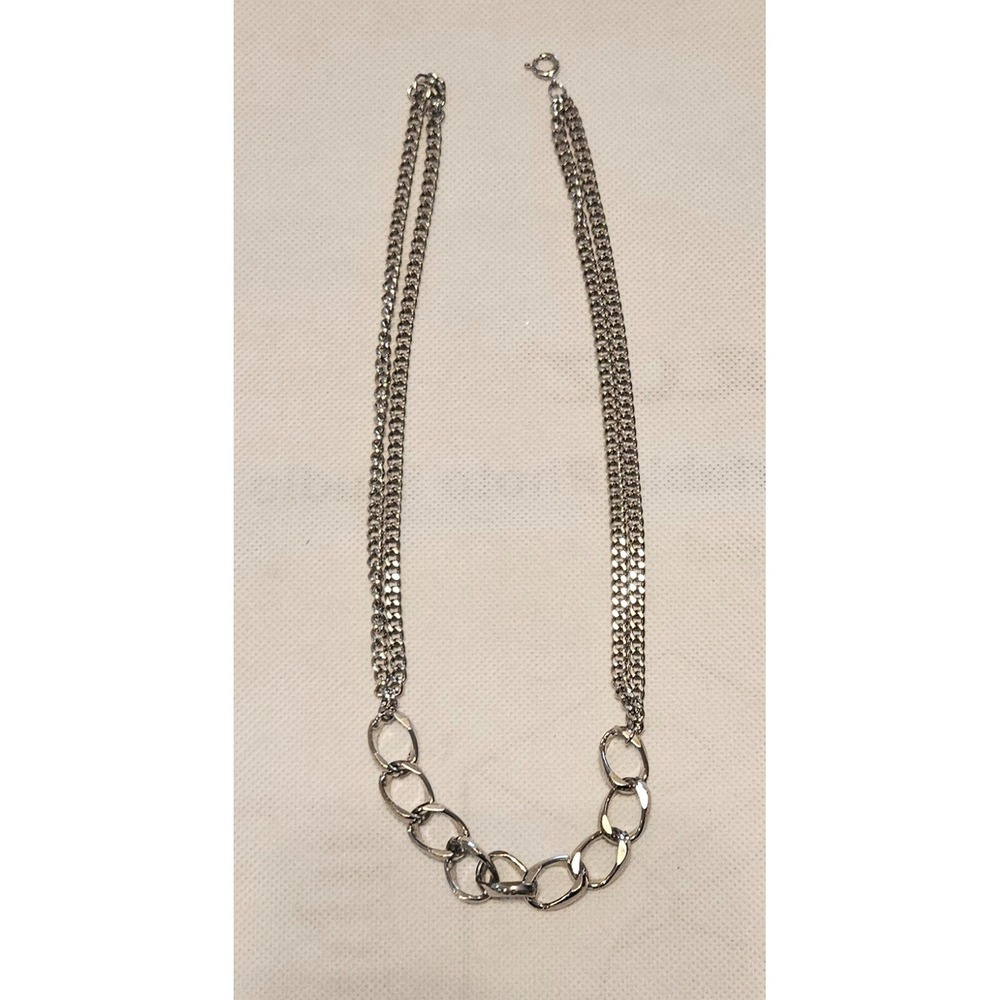 Chain Link Necklace Silver Tone‎ Statement Layered Fashion Jewelry